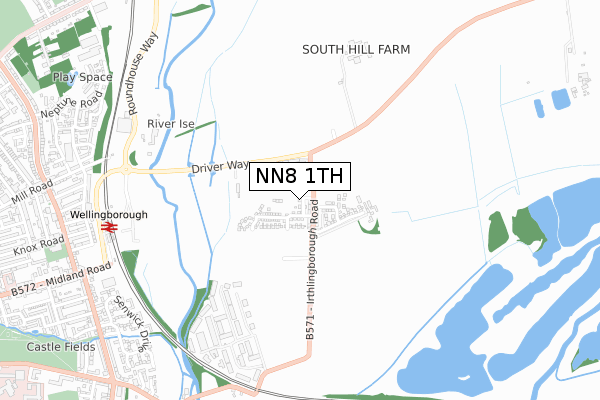 NN8 1TH map - small scale - OS Open Zoomstack (Ordnance Survey)