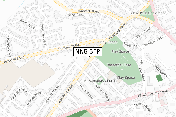 NN8 3FP map - large scale - OS Open Zoomstack (Ordnance Survey)