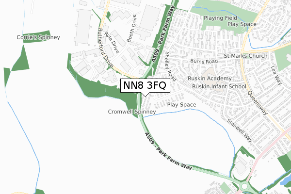 NN8 3FQ map - small scale - OS Open Zoomstack (Ordnance Survey)