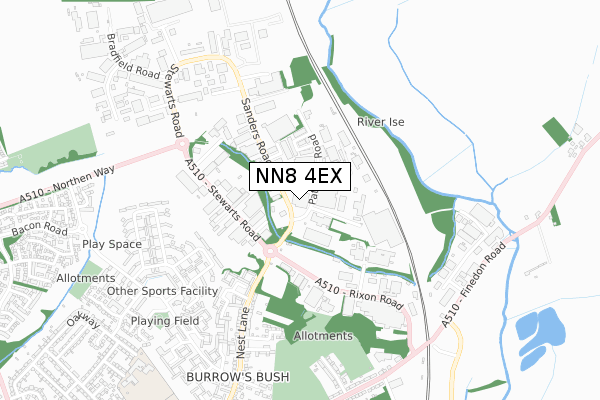 NN8 4EX map - small scale - OS Open Zoomstack (Ordnance Survey)