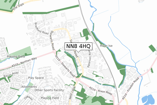 NN8 4HQ map - small scale - OS Open Zoomstack (Ordnance Survey)