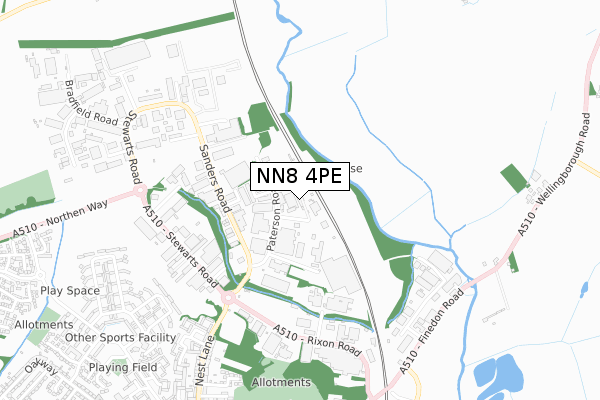 NN8 4PE map - small scale - OS Open Zoomstack (Ordnance Survey)