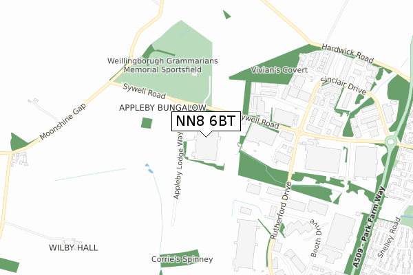 NN8 6BT map - small scale - OS Open Zoomstack (Ordnance Survey)