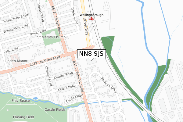NN8 9JS map - large scale - OS Open Zoomstack (Ordnance Survey)