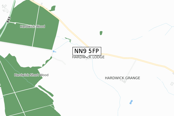 NN9 5FP map - small scale - OS Open Zoomstack (Ordnance Survey)