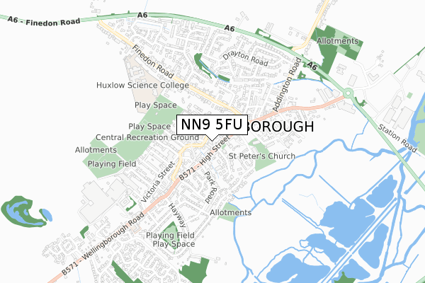 NN9 5FU map - small scale - OS Open Zoomstack (Ordnance Survey)