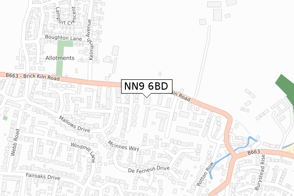 NN9 6BD map - large scale - OS Open Zoomstack (Ordnance Survey)