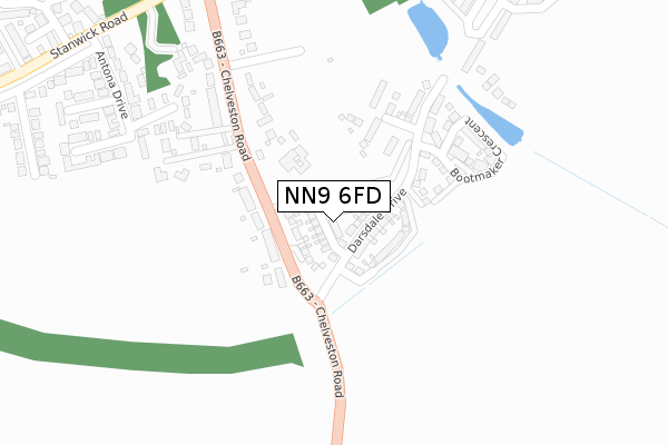 NN9 6FD map - large scale - OS Open Zoomstack (Ordnance Survey)