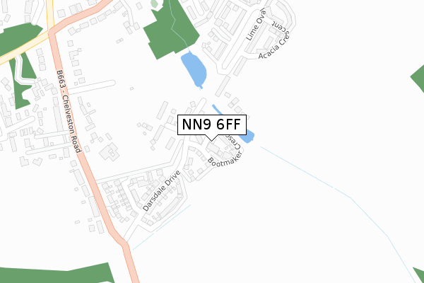 NN9 6FF map - large scale - OS Open Zoomstack (Ordnance Survey)