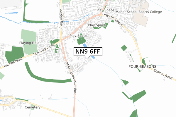 NN9 6FF map - small scale - OS Open Zoomstack (Ordnance Survey)