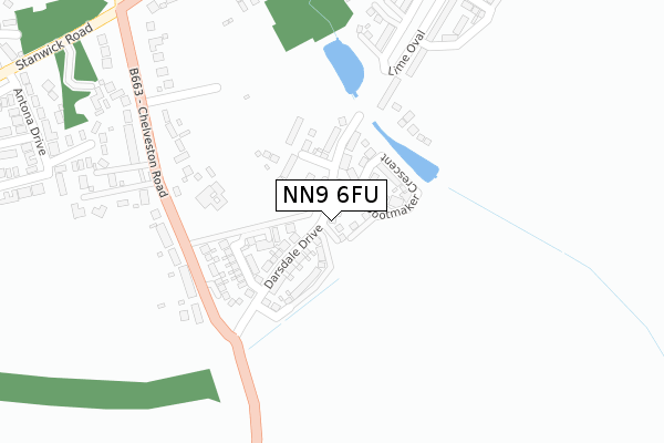 NN9 6FU map - large scale - OS Open Zoomstack (Ordnance Survey)