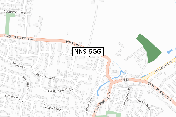 NN9 6GG map - large scale - OS Open Zoomstack (Ordnance Survey)