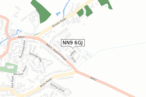 NN9 6GJ map - large scale - OS Open Zoomstack (Ordnance Survey)