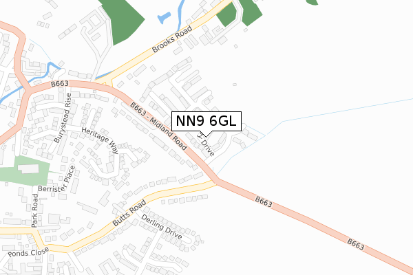 NN9 6GL map - large scale - OS Open Zoomstack (Ordnance Survey)