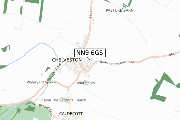 NN9 6GS map - small scale - OS Open Zoomstack (Ordnance Survey)