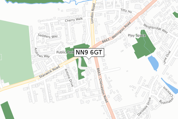 NN9 6GT map - large scale - OS Open Zoomstack (Ordnance Survey)