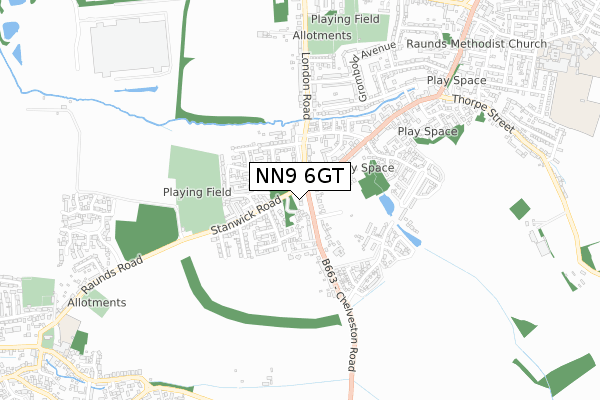 NN9 6GT map - small scale - OS Open Zoomstack (Ordnance Survey)