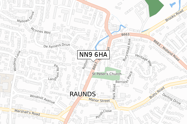 NN9 6HA map - large scale - OS Open Zoomstack (Ordnance Survey)