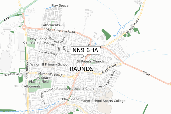 NN9 6HA map - small scale - OS Open Zoomstack (Ordnance Survey)