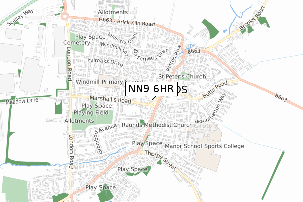NN9 6HR map - small scale - OS Open Zoomstack (Ordnance Survey)