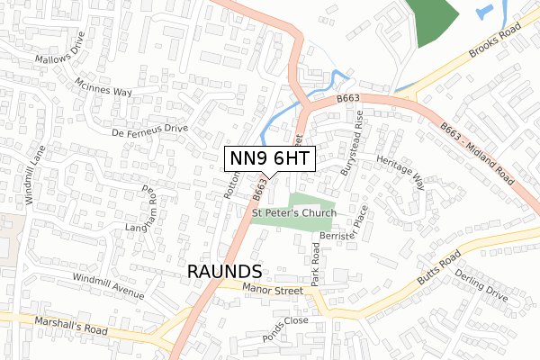 NN9 6HT map - large scale - OS Open Zoomstack (Ordnance Survey)