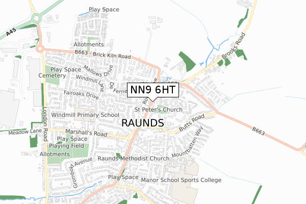 NN9 6HT map - small scale - OS Open Zoomstack (Ordnance Survey)