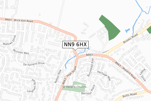 NN9 6HX map - large scale - OS Open Zoomstack (Ordnance Survey)