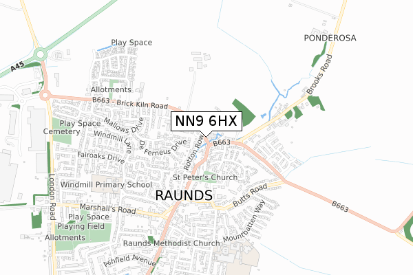 NN9 6HX map - small scale - OS Open Zoomstack (Ordnance Survey)