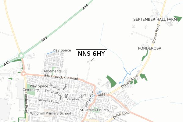 NN9 6HY map - small scale - OS Open Zoomstack (Ordnance Survey)
