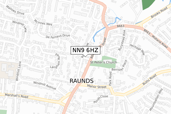 NN9 6HZ map - large scale - OS Open Zoomstack (Ordnance Survey)