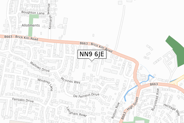 NN9 6JE map - large scale - OS Open Zoomstack (Ordnance Survey)