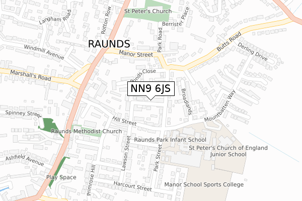 NN9 6JS map - large scale - OS Open Zoomstack (Ordnance Survey)