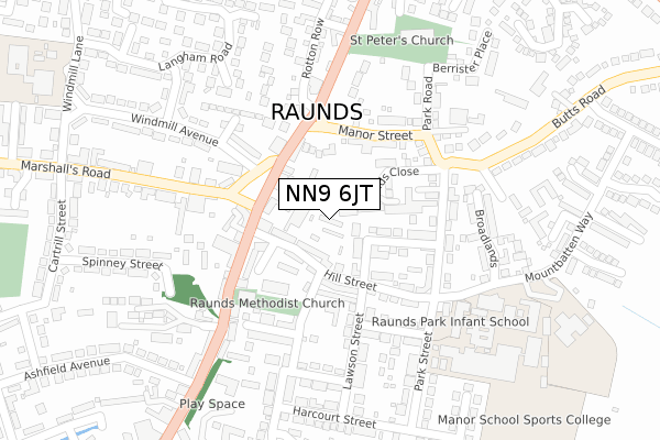 NN9 6JT map - large scale - OS Open Zoomstack (Ordnance Survey)