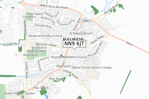 NN9 6JT map - small scale - OS Open Zoomstack (Ordnance Survey)