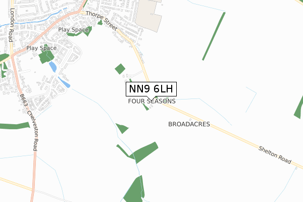 NN9 6LH map - small scale - OS Open Zoomstack (Ordnance Survey)