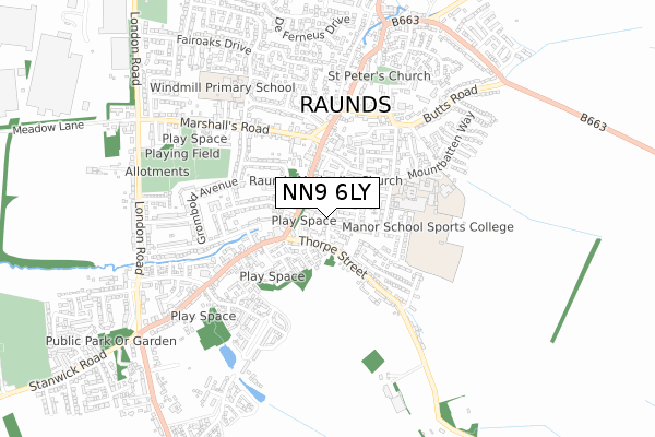 NN9 6LY map - small scale - OS Open Zoomstack (Ordnance Survey)