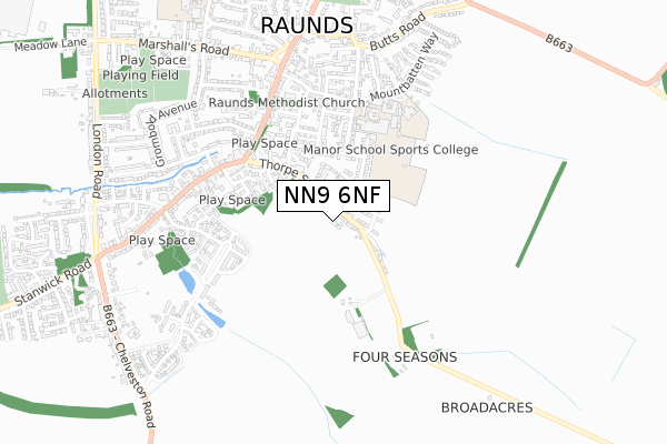 NN9 6NF map - small scale - OS Open Zoomstack (Ordnance Survey)