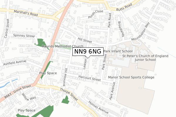 NN9 6NG map - large scale - OS Open Zoomstack (Ordnance Survey)