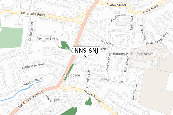 NN9 6NJ map - large scale - OS Open Zoomstack (Ordnance Survey)