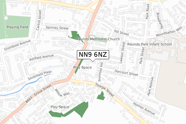 NN9 6NZ map - large scale - OS Open Zoomstack (Ordnance Survey)