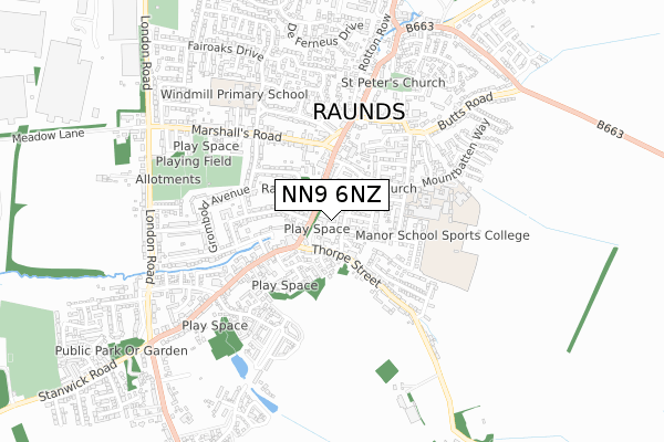 NN9 6NZ map - small scale - OS Open Zoomstack (Ordnance Survey)