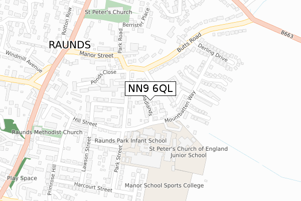 NN9 6QL map - large scale - OS Open Zoomstack (Ordnance Survey)