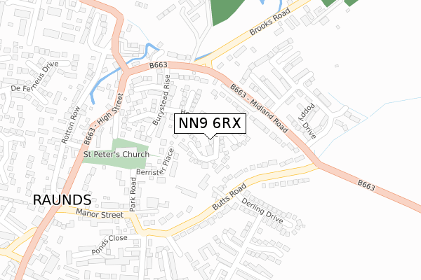 NN9 6RX map - large scale - OS Open Zoomstack (Ordnance Survey)