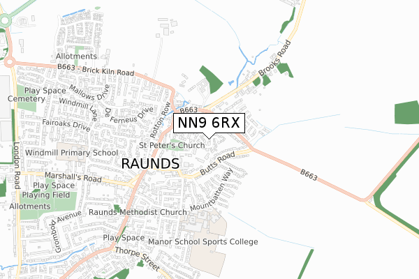 NN9 6RX map - small scale - OS Open Zoomstack (Ordnance Survey)