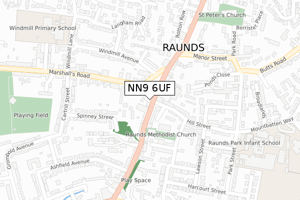 NN9 6UF map - large scale - OS Open Zoomstack (Ordnance Survey)