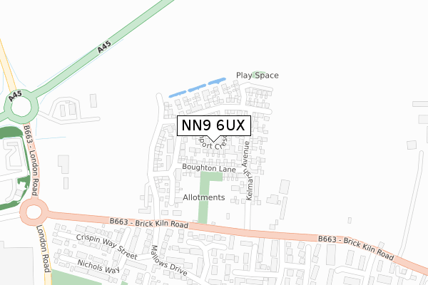 NN9 6UX map - large scale - OS Open Zoomstack (Ordnance Survey)