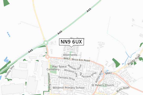 NN9 6UX map - small scale - OS Open Zoomstack (Ordnance Survey)