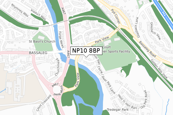 NP10 8BP map - large scale - OS Open Zoomstack (Ordnance Survey)