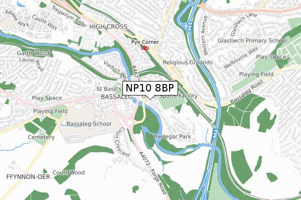 NP10 8BP map - small scale - OS Open Zoomstack (Ordnance Survey)