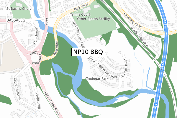 NP10 8BQ map - large scale - OS Open Zoomstack (Ordnance Survey)